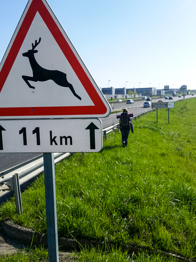 Auto-stop, bord de l'autoroute