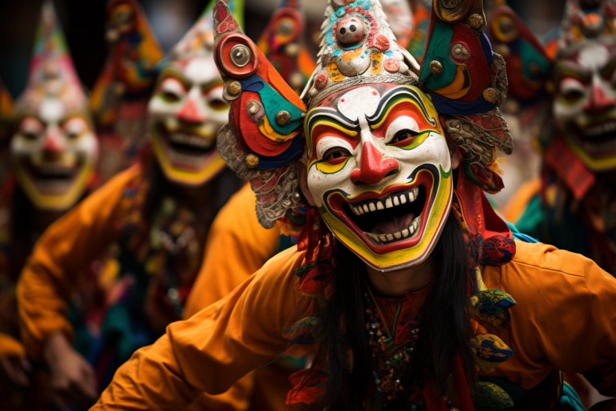 festival traditionnel Bhoutan, masque